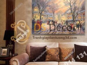 Tranh treo tường phong cảnh làng tuyết T