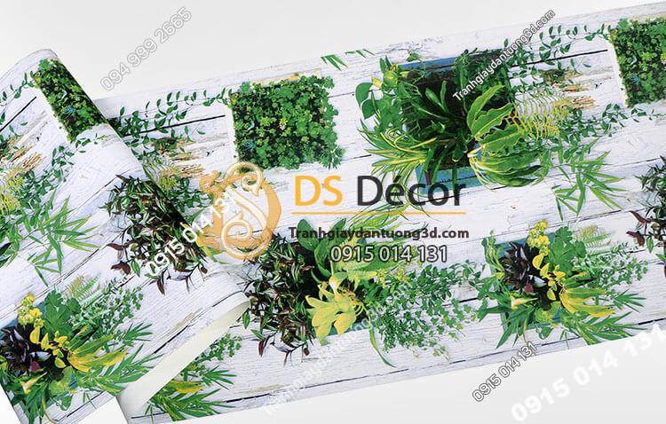Bề mặt Giấy dán tường lá cây trên nền gỗ mục 3D311