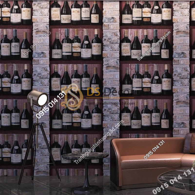 Giấy dán tường giả hầm rượu tây 3D310