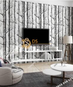Giấy dán tường thân gỗ đen 3D312