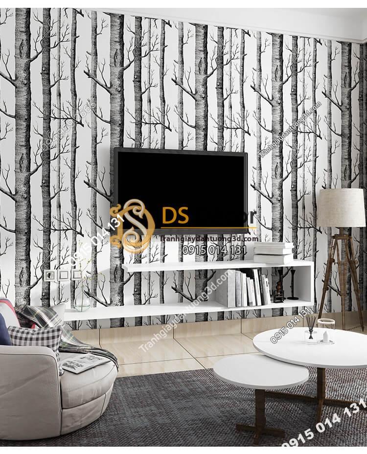 Giấy dán tường thân gỗ đen 3D312
