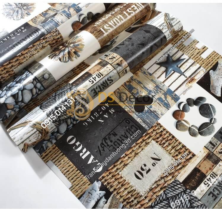 Bề mặt Giấy dán tường vintage retro quán cafe trà sữa 3D313