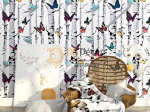 Giấy dán tường bướm đậu thân cây 3D314