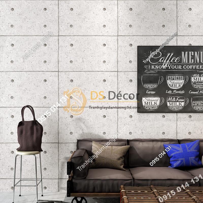 Giấy dán tường giả tấm xi măng retro 3D317 dán quán cafe