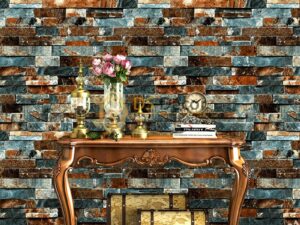 Giấy dán tường giả đá vỡ retro hoài cổ 3D315