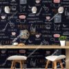 Giấy dán tường cafe trà sữa 3D319 màu đen
