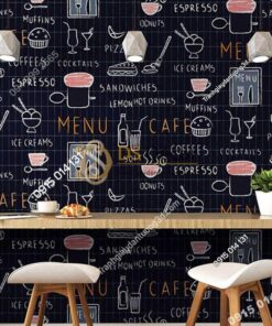 Giấy dán tường cafe trà sữa 3D319 màu đen