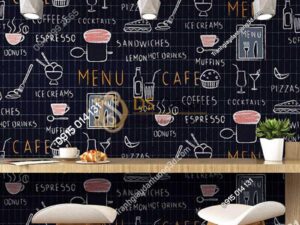 Giấy dán tường cafe trà sữa 3D319 màu đen