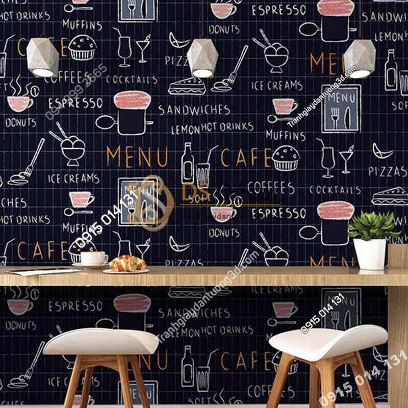 Giấy dán tường cafe trà sữa 3D319 màu đen