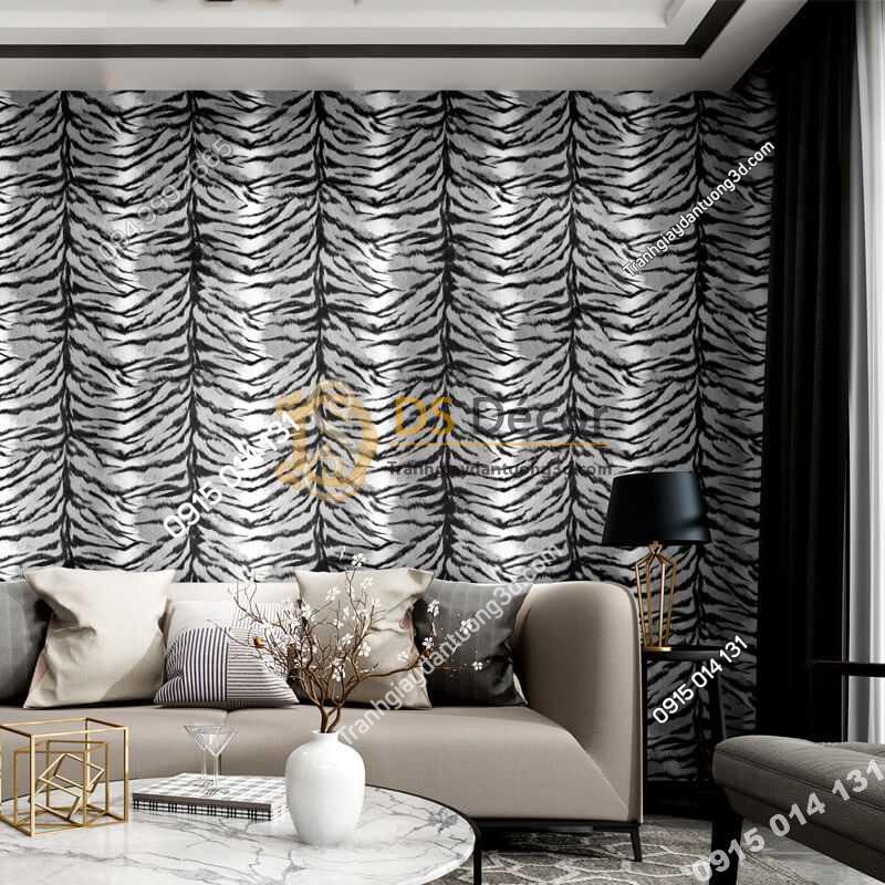 Giấy dán tường họa tiết lông hổ 3D321 dán phòng khách