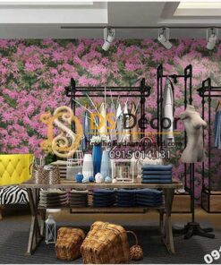 Giấy dán tương hoa osaka hồng 3D323 trang trí shop quần áo
