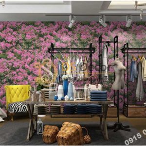 Giấy dán tương hoa osaka hồng 3D323 trang trí shop quần áo