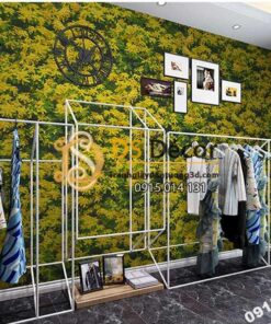 Giấy dán tương hoa osaka vàng 3D323 trang trí shop quần áo