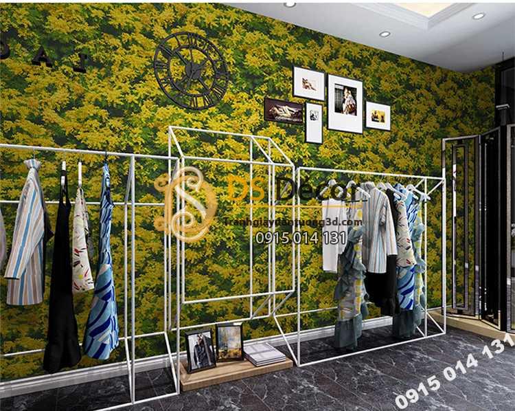 Giấy dán tương hoa osaka vàng 3D323 trang trí shop quần áo