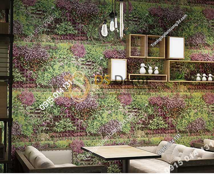 Giấy dán tương bụi cỏ 3D324 trang trí quán cafe trà sữa