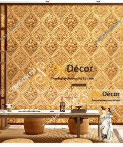 Giấy dán tường họa tiết phật giáo kiểu Thái Lan 3D326