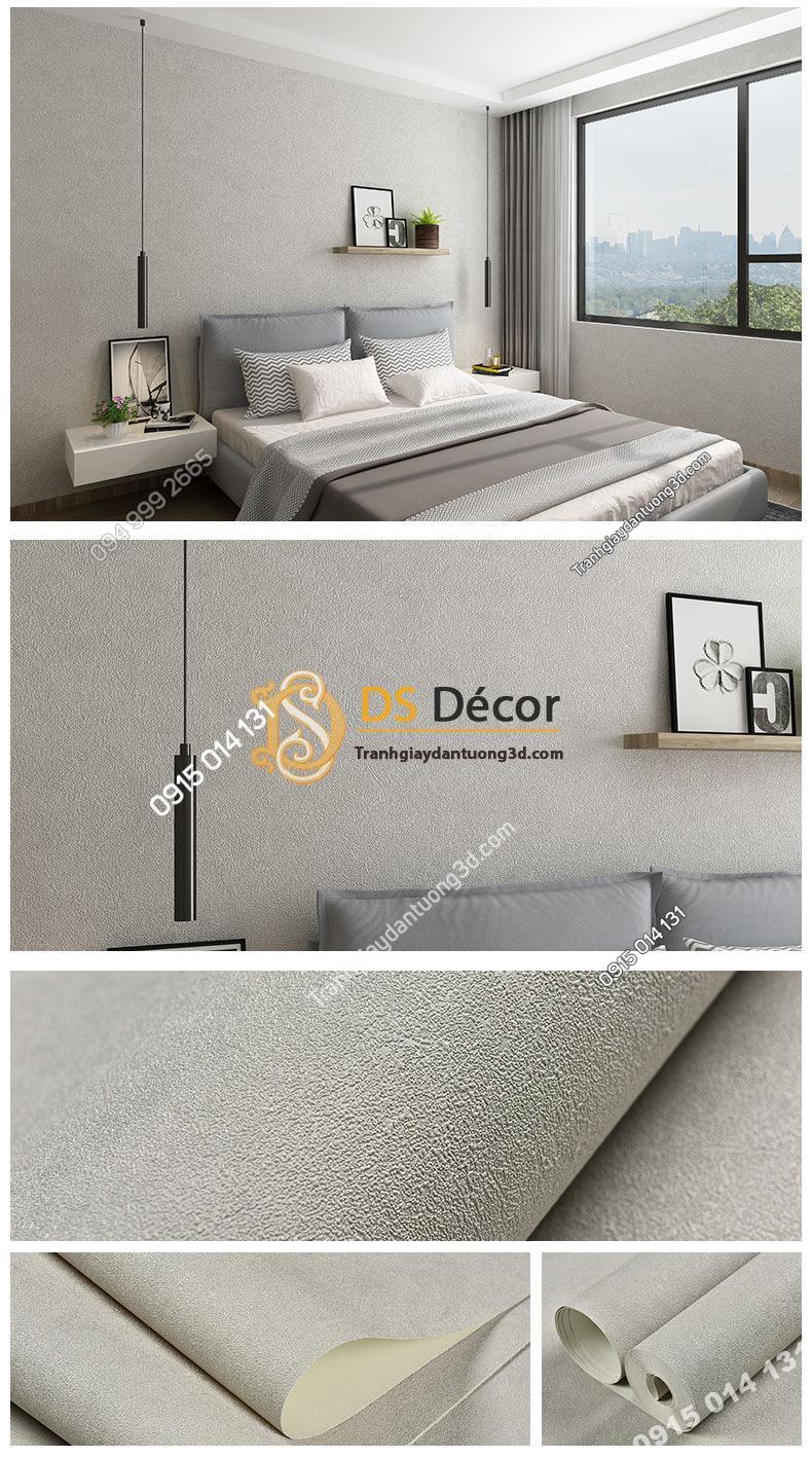 Giấy dán tường màu trắng xám PVC H7101 - 3D329