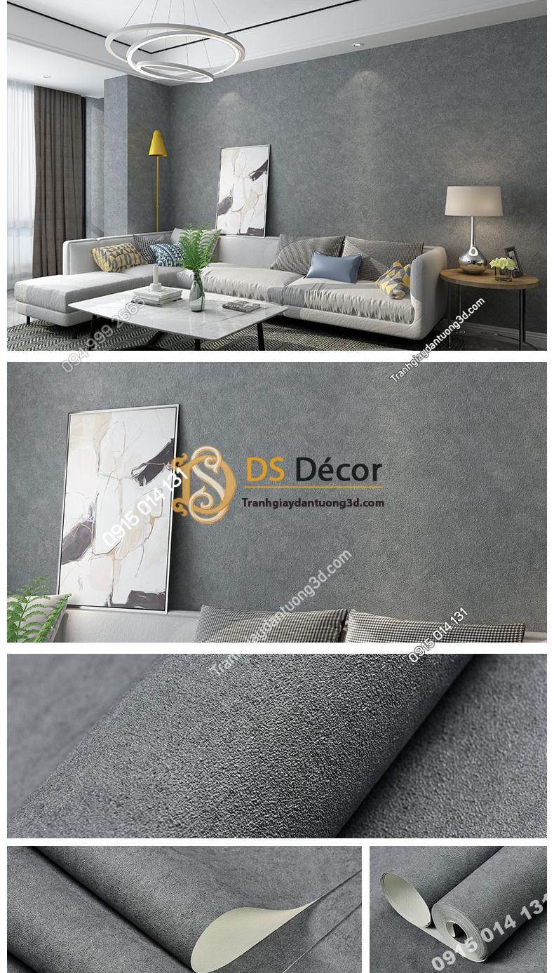 Giấy dán tường màu xám bạc PVC H7108 - 3D329