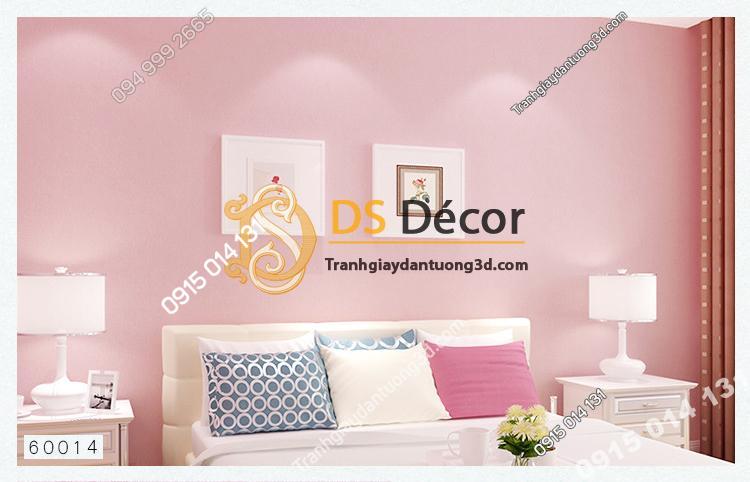Giấy dán tường một màu trơn nhám PVC hồng nhạt 60014 - 3D330 phòng ngủ