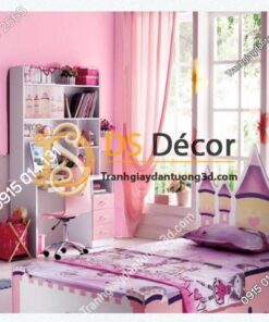 Giấy dán tường một màu trơn nhám PVC hồng đậm 60016 - 3D330 phòng ngủ cho bé