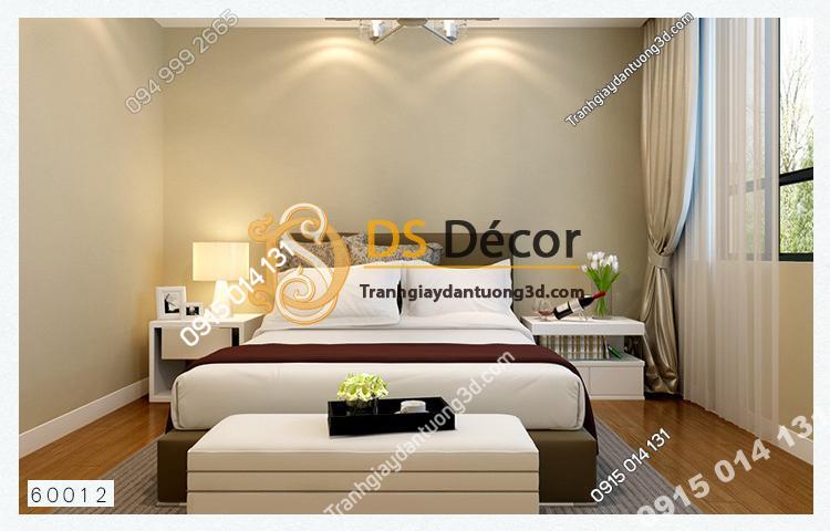 Giấy dán tường một màu trơn nhám PVC vàng nhạt 60012 - 3D330 phòng ngủ