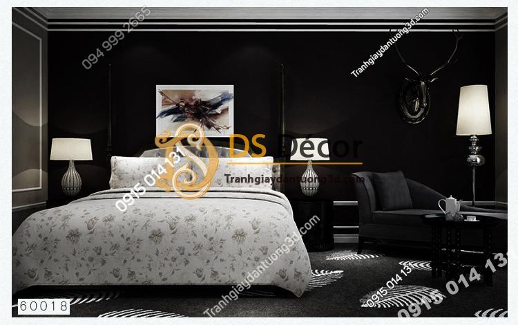 Giấy dán tường một màu trơn nhám PVC đen 60018 - 3D330 phòng ngủ