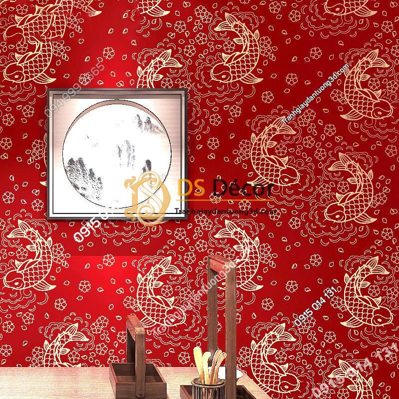 Giấy dán tường cá chép 3D331 phòng thờ