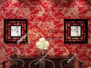 Giấy dán tường rồng đạp mây 3D332