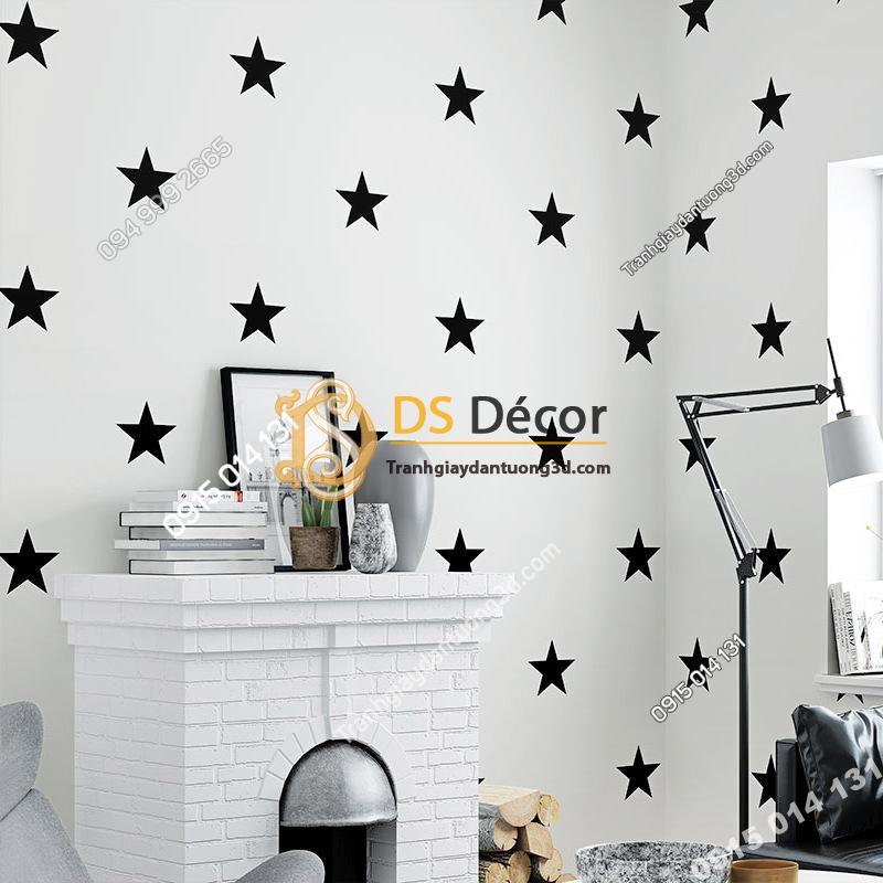 Giấy dán tường họa tiết ngôi sao trắng đen hiện đại