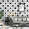 Giấy dán tường họa tiết bài tây trắng đen trang trí phòng khách 3D334