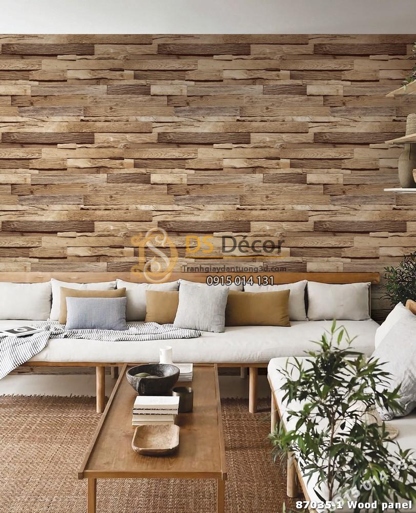 Giấy dán tường Hàn Quốc NATURAL tường gỗ 87035-1 Wood panel