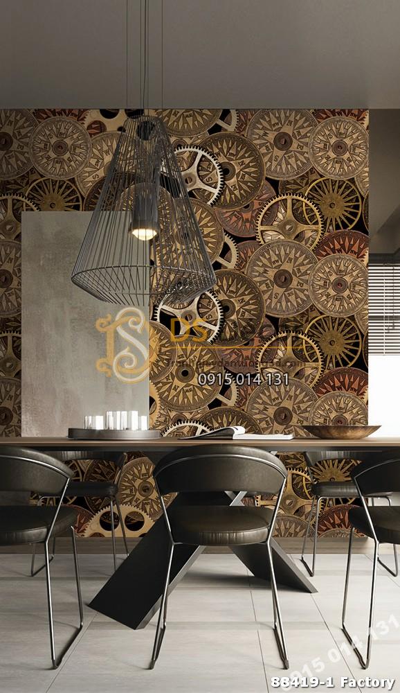 Giấy dán tường Hàn Quốc Natural họa tiết bánh răng 88419-1 Factory