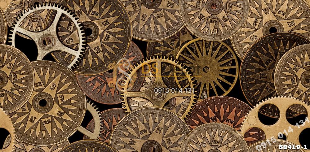 Bề mặt Giấy dán tường Hàn Quốc Natural họa tiết bánh răng 88419-1 Factory