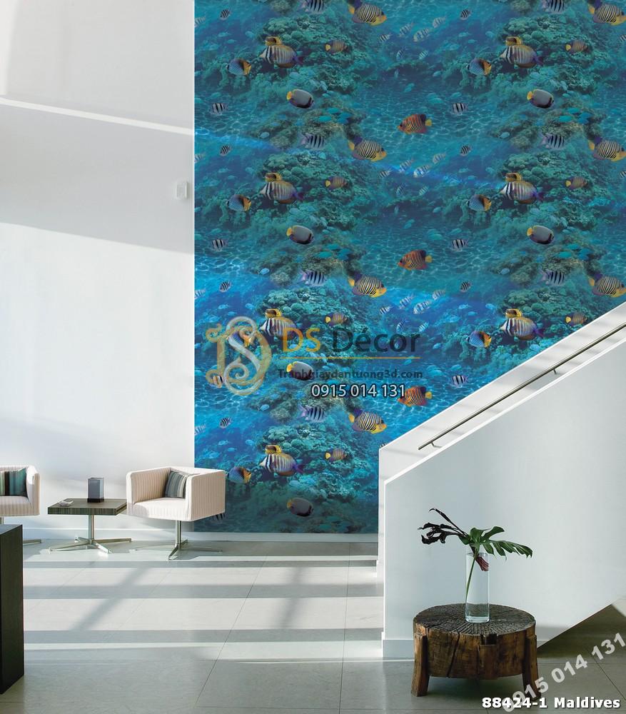 Giấy dán tường Hàn Quốc Natural đại dương cá 88424-1 Maldives