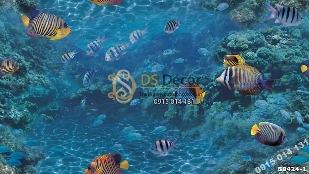 Bề mặt Giấy dán tường Hàn Quốc Natural đại dương cá 88424-1 Maldives