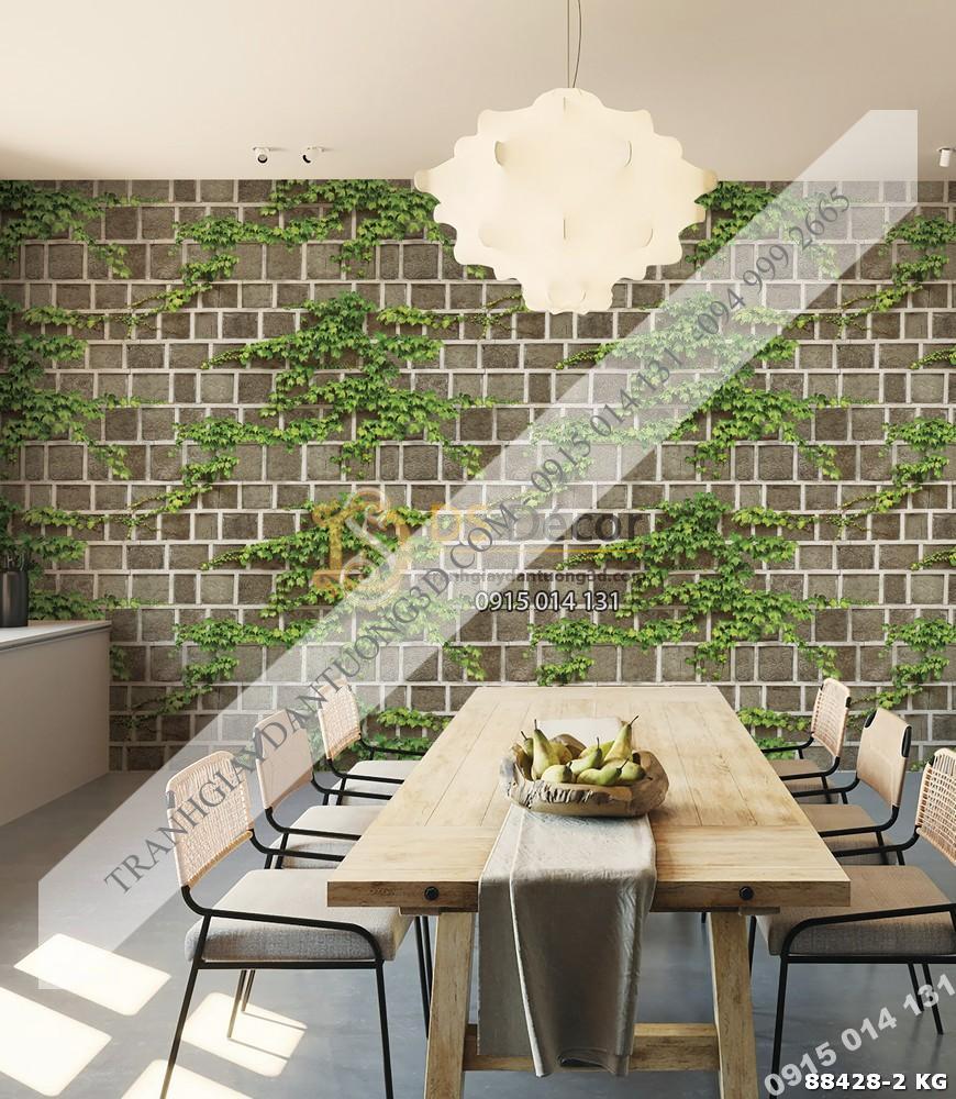 Quán ăn dán Giấy dán tường Hàn Quốc Natural tường gạch dây leo 88428-2 KG