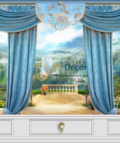 Tranh dán tường giả rèm cảnh hồ nước