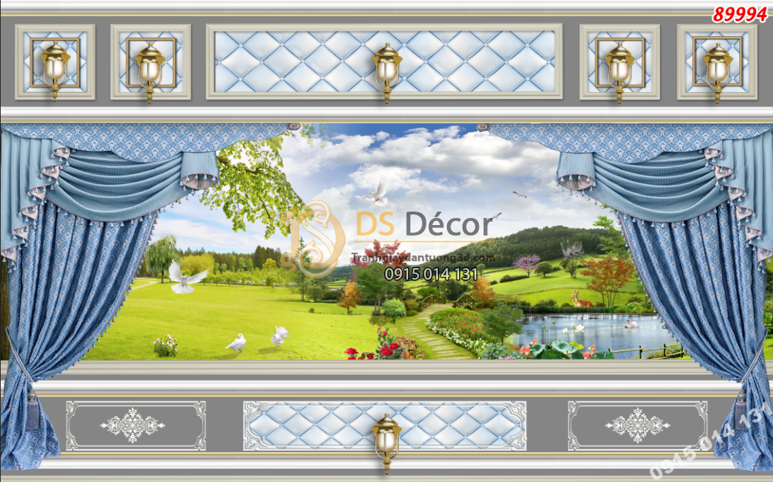 Tranh dán tường giả rèm cảnh thiên nhiên