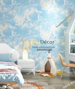 Giấy dán tường mây xanh mới 2021 - 3D338 phòng trẻ em