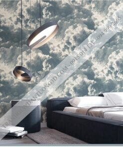 Giấy dán tường mây xám xanh mới 2021 - 3D338 phòng ngủ 1