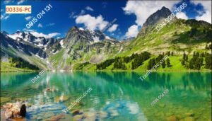 Tranh dán tường đồi núi 3D dán phòng khách đẹp 00336