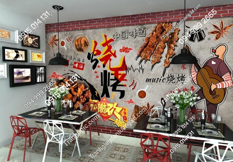 Tranh dán tường quán rượu lẩu nướng đẹp 23734091