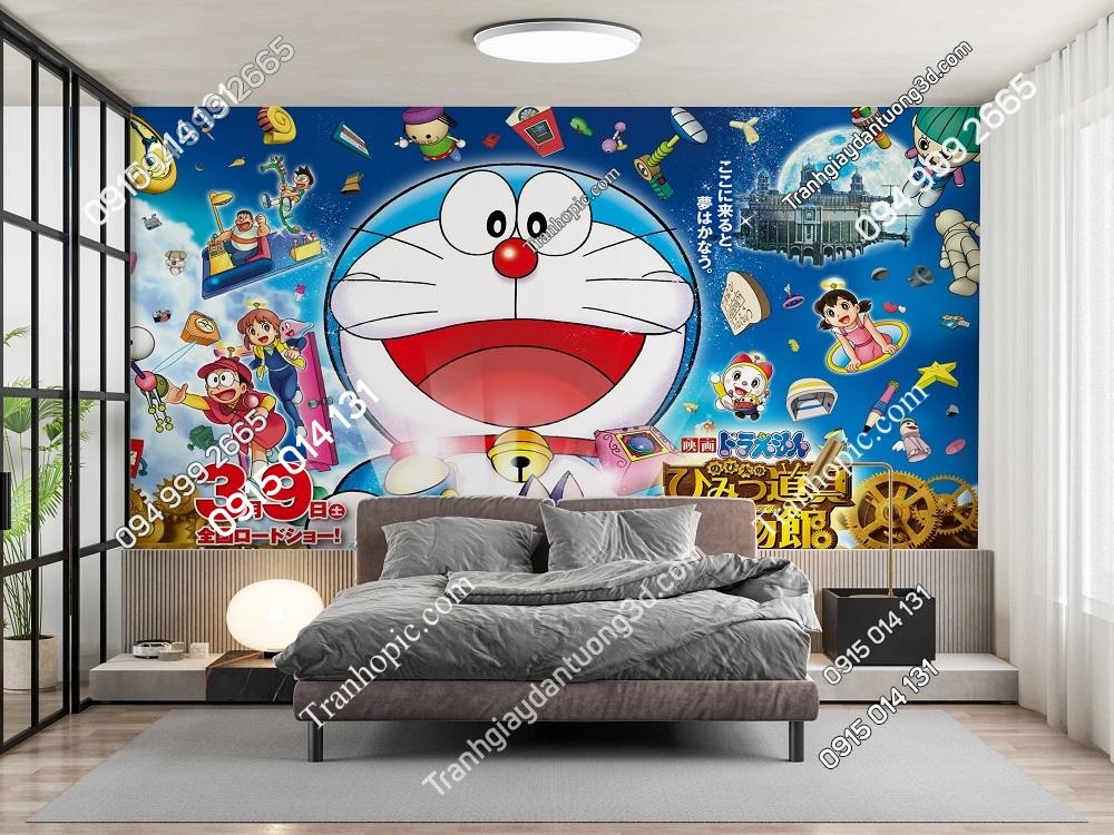 Tranh dán tường 3D Doreamon dán phòng bé 1147747