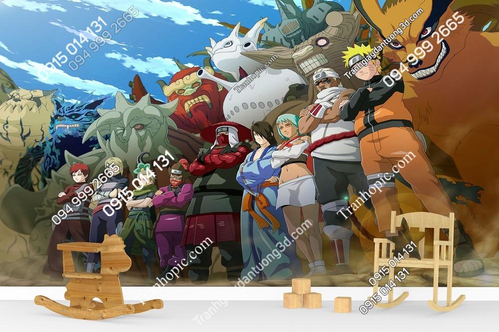 Tranh dán tường 3D Naruto phòng trẻ em 790528