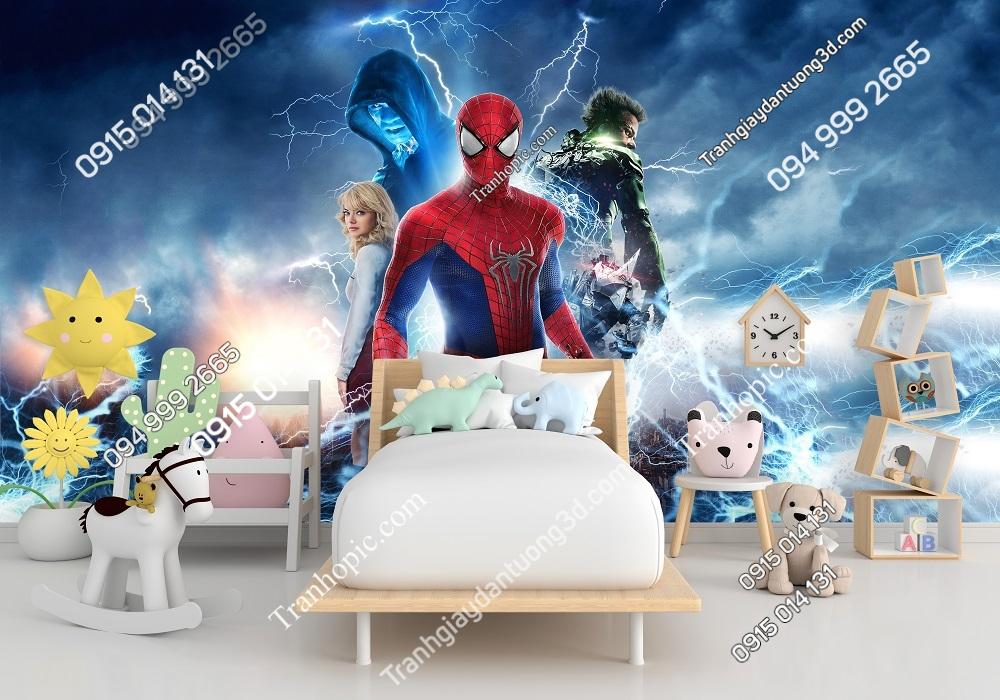 Tranh dán tường 3D người nhện Spider Man dán phòng bé 1157354
