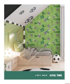 Giấy dán tường họa tiết bóng đá màu xanh lá cây 5127-2,KG