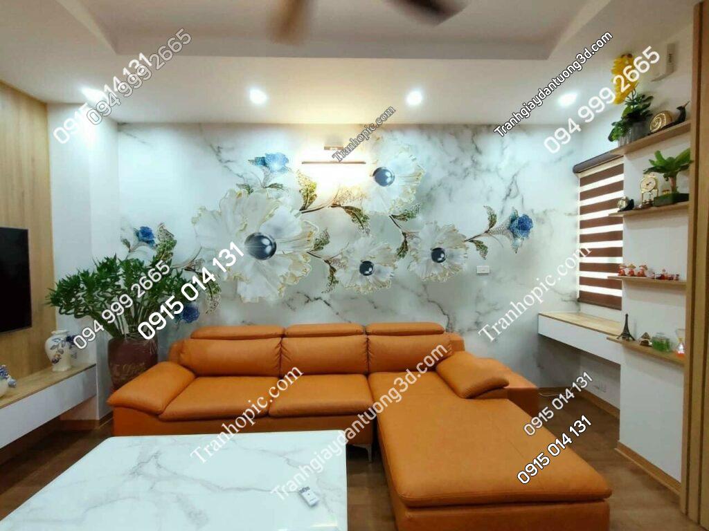 Tranh 5D hoa giả ngọc phòng khách