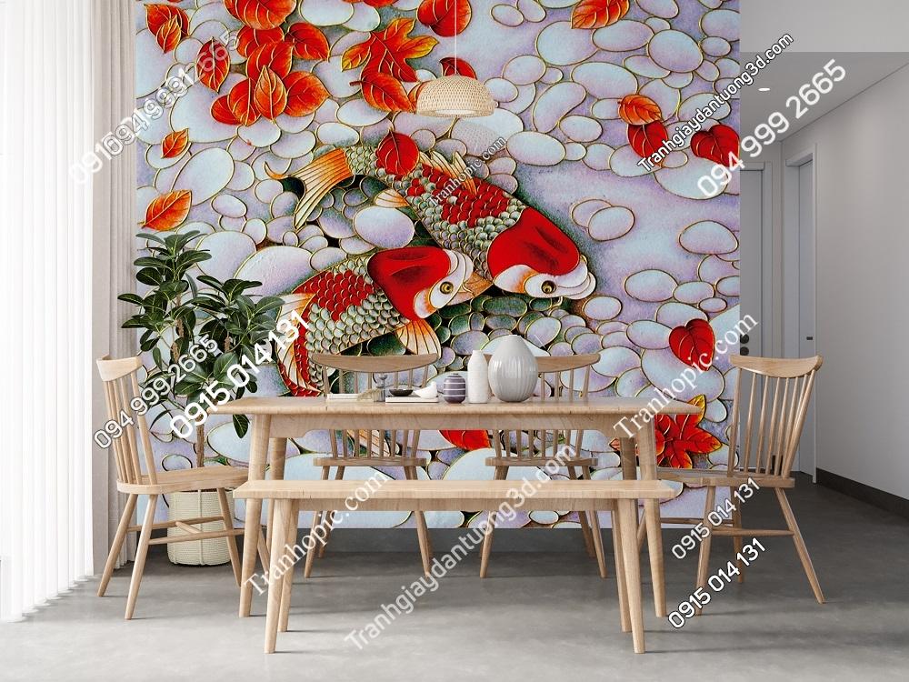 Tranh dán tường cá chép đỏ 33794