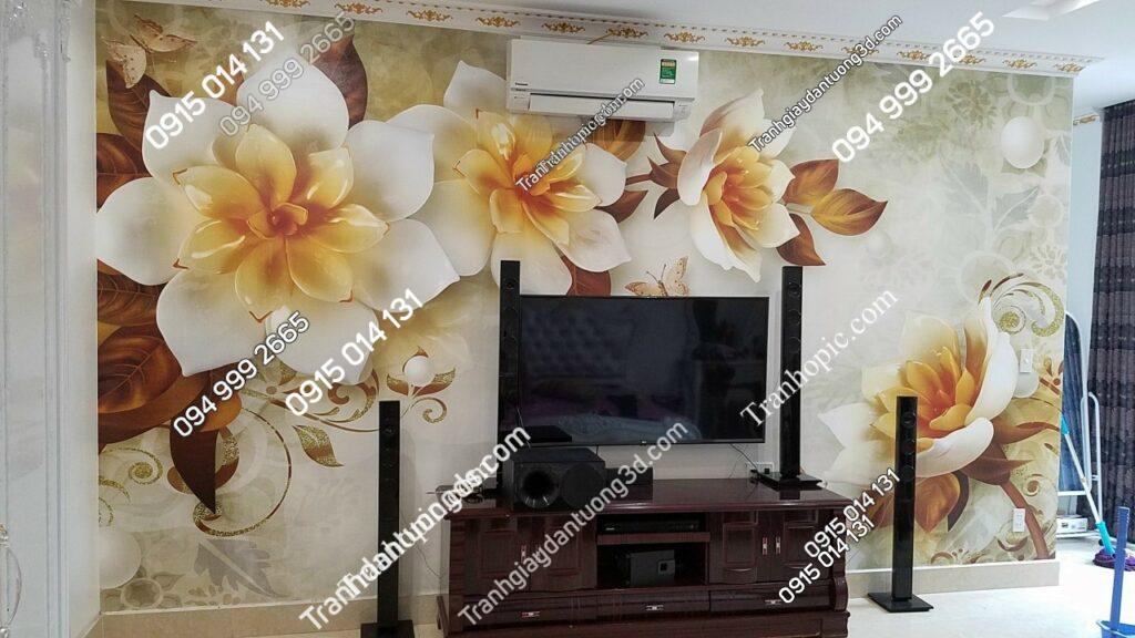 tranh hoa giả ngọc in nổi 5D