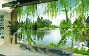 Tranh dán tường sơn thủy hữu tình đẹp phòng khách 15185797